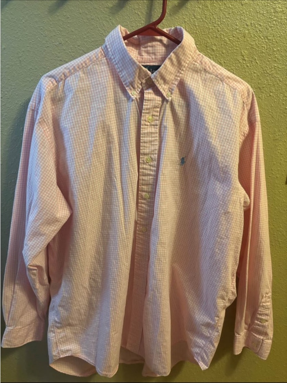 Ralph Lauren Light Pink Gingham Button-Down Dress Shirt